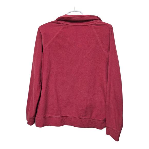 L.L. Bean Pink Fleece Pullover Sweatshirt V-Neck Size Small - Picture 2 of 9